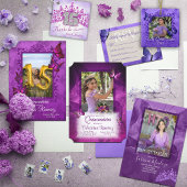 Elegante Violett Rose, Schmetterlinge Quinceanera Einladung