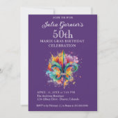 Elegante violette 50. Geburtstags-Einladung (Vorderseite)
