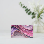 Elegante violette Achat- & QR-Code-Logo-Geschäftsk Visitenkarte (Stehend Vorderseite)