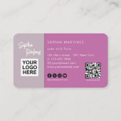 Elegante violette Achat- & QR-Code-Logo-Geschäftsk Visitenkarte (Rückseite)