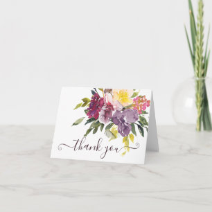 Elegante violette Aquarell-Blumen-Dankeskarten Karte