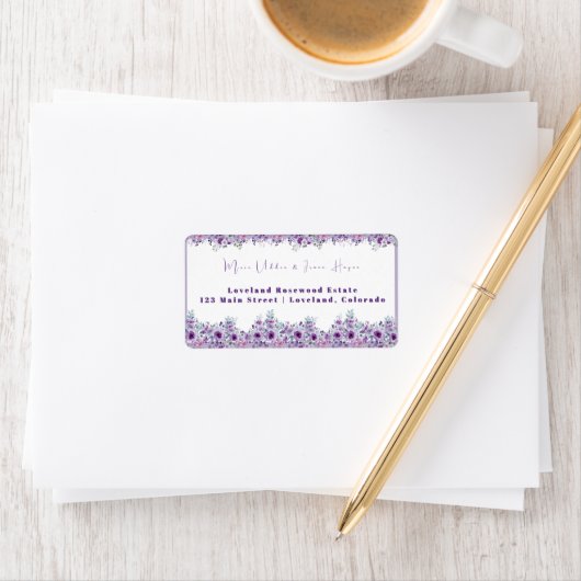 Elegante violette Blume Adressaufkleber (Insitu)
