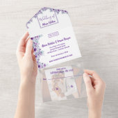 Elegante violette Blume All In One Einladung (Abreißtisch)