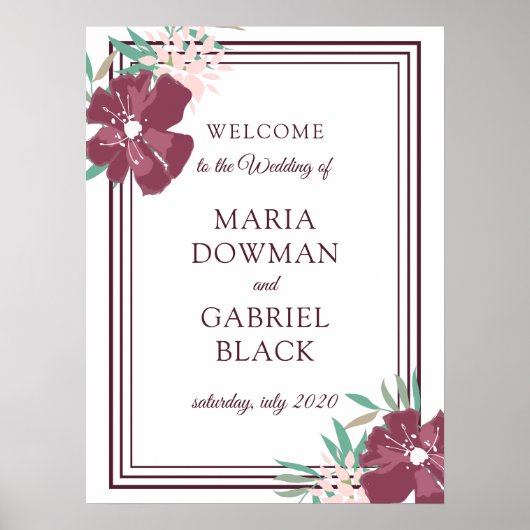 Elegante violette Blume. Botanisches Schildplakat Poster (Vorne)