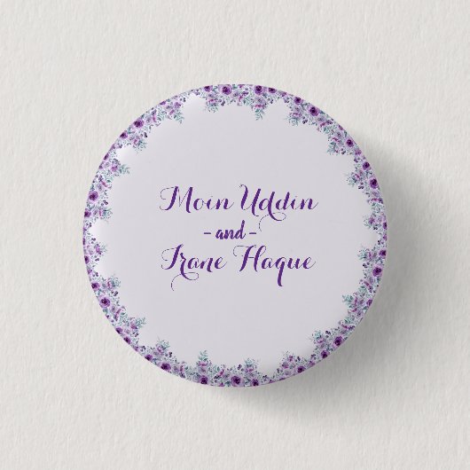 Elegante violette Blume Button (Vorderseite)