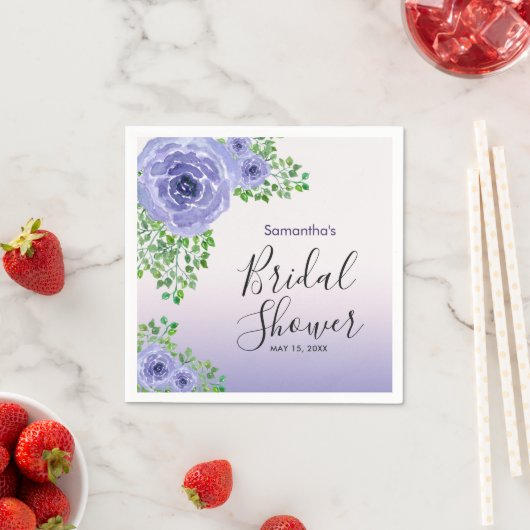 Elegante violette Blumen | Brautparty Serviette (Beispiel)