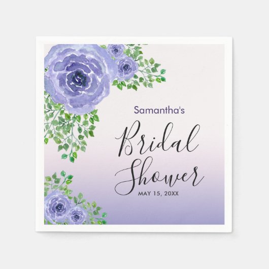 Elegante violette Blumen | Brautparty Serviette (Vorderseite)