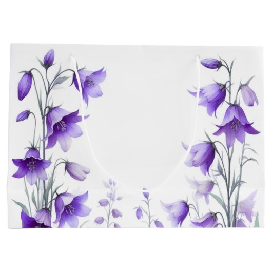 Elegante violette Blumen Große Geschenktüte (Rückseite)