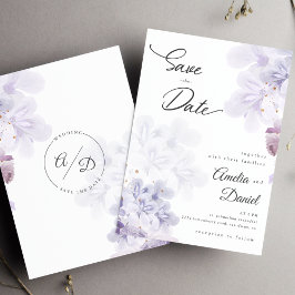 Elegante violette Blumen Hochzeit Sichern Sie das  Einladung
