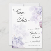 Elegante violette Blumen Hochzeit Sichern Sie das  Einladung (Vorderseite)