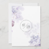 Elegante violette Blumen Hochzeit Sichern Sie das  Einladung (Rückseite)