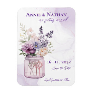 Elegante violette Blumen in Mason Jar Blumenzehen Magnet