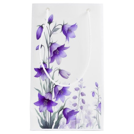 Elegante violette Blumen Kleine Geschenktüte (Vorderseite)
