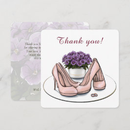 Elegante violette Blumen Lesbische flache Hochzeit Dankeskarte