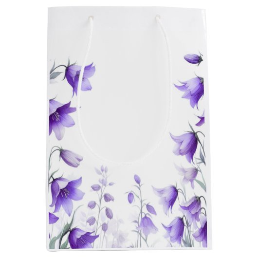 Elegante violette Blumen Mittlere Geschenktüte (Vorderseite)
