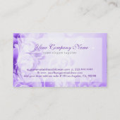 Elegante violette Blumen und Glitzer Visitenkarte (Rückseite)