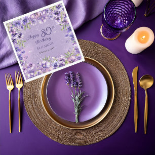 Elegante violette Blumen Veilchen 80. Geburtstagsf Serviette
