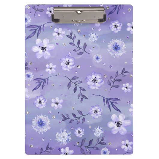 Elegante violette Blumen Zwischenablage Klemmbrett (Vorderseite)