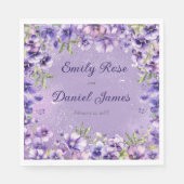 Elegante violette Blumenhochzeit Serviette (Vorderseite)