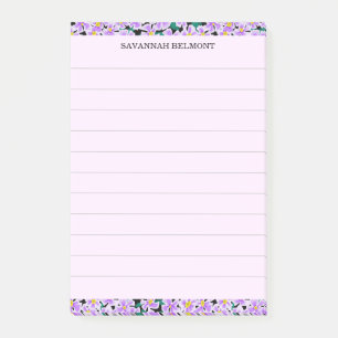 Elegante violette Blumenrand-Personalisierte Linia Post-it Klebezettel