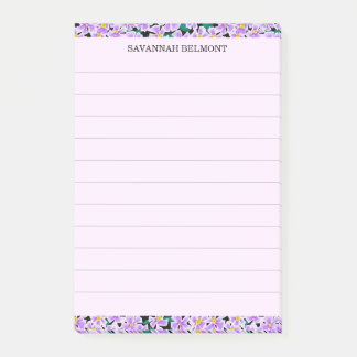 Elegante violette Blumenrand-Personalisierte Linia Post-it Klebezettel