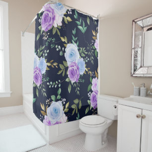 Elegante violette Blüten Duschvorhang