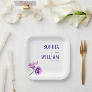 Elegante violette Blüten Pappteller