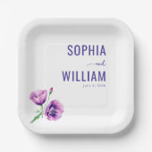 Elegante violette Blüten Pappteller (Vorderseite)