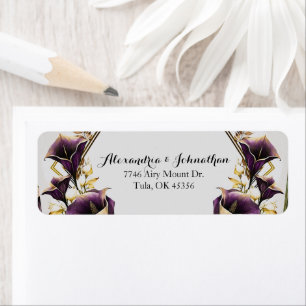 Elegante violette Calla-Lilien-Hochzeitsdanksagung