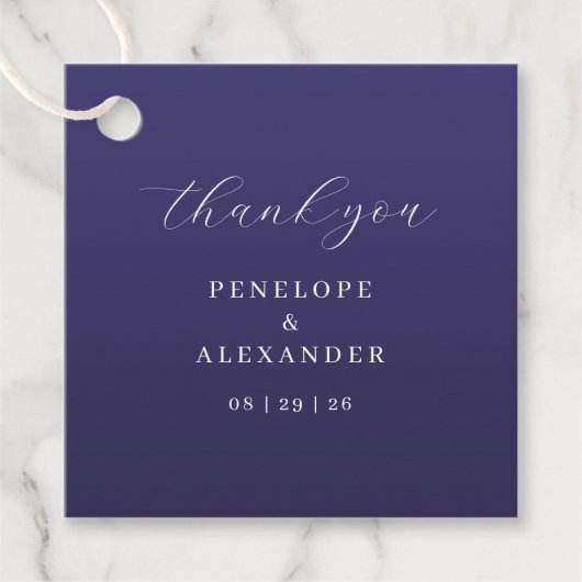 Elegante violette Dankeskarten Geschenkanhänger (Vorderseite)