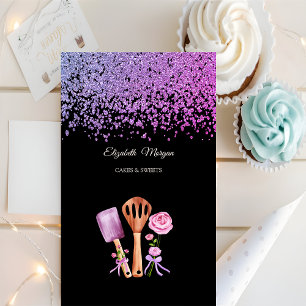 Elegante violette Diamant-Backwerkzeuge Blumen Visitenkarte