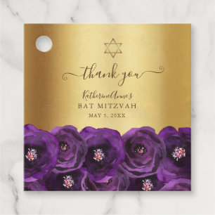 Elegante violette florale Bat-Mizwa-Dankeschön-Kar Geschenkanhänger