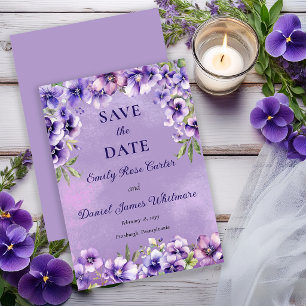 Elegante violette florale Hochzeit  Save The Date