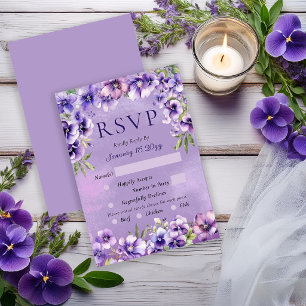 Elegante violette florale Hochzeits-Antwortkarte RSVP Karte