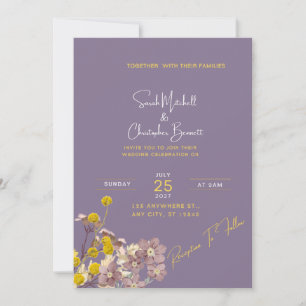Elegante violette florale Hochzeits-Einladung — Einladung