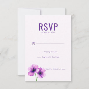 Elegante violette florale RSVP Karte