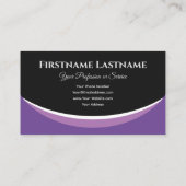 Elegante violette Formen auf schwarzem Monogramm-3 Visitenkarte (Rückseite)