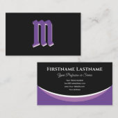 Elegante violette Formen auf schwarzem Monogramm-3 Visitenkarte (Vorne/Hinten)