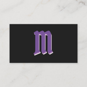 Elegante violette Formen auf schwarzem Monogramm-3 Visitenkarte