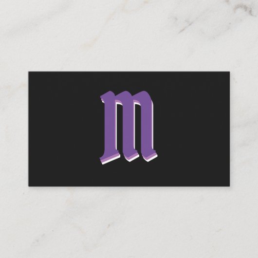 Elegante violette Formen auf schwarzem Monogramm-3 Visitenkarte (Vorderseite)