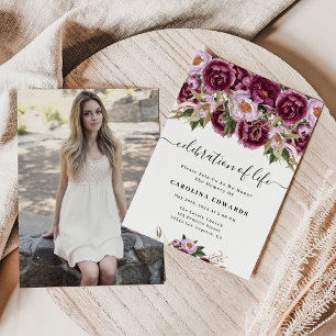 Elegante violette Foto-Feier des Lebens Gedenkfeie Einladung