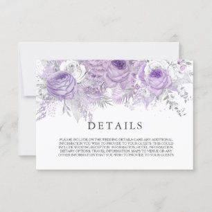 Elegante violette funkelnde Blumen Hochzeitsdetail Einladung