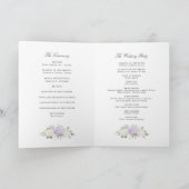 Elegante violette Hortensien-Hochzeit gefaltet Programm (Innenseite)