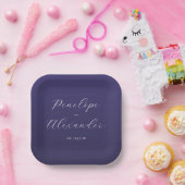 Elegante violette Kalligrafie Pappteller (Party)