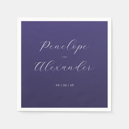 Elegante violette Kalligrafie Serviette (Vorderseite)