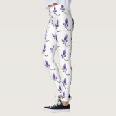 Elegante violette Leggings mit botanischem Muster (Links)
