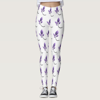 Elegante violette Leggings mit botanischem Muster