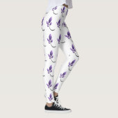 Elegante violette Leggings mit botanischem Muster (Rechts)