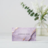 Elegante Violette Marmor-QR-Code-Visitenkarte Terminkarte (Stehend Vorderseite)