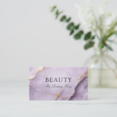 Elegante violette Marmor-QR-Code-Visitenkarte Terminkarte (Stehend Vorderseite)